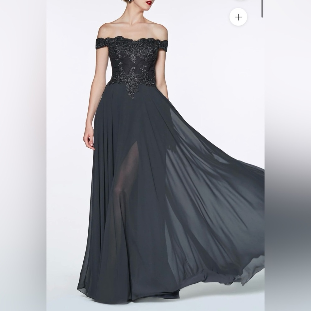 Cinderella Charcoal Lace Gown